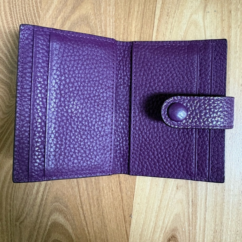 Purple Pebbled Leather Card Holder Wallet - Picture 3 of 3